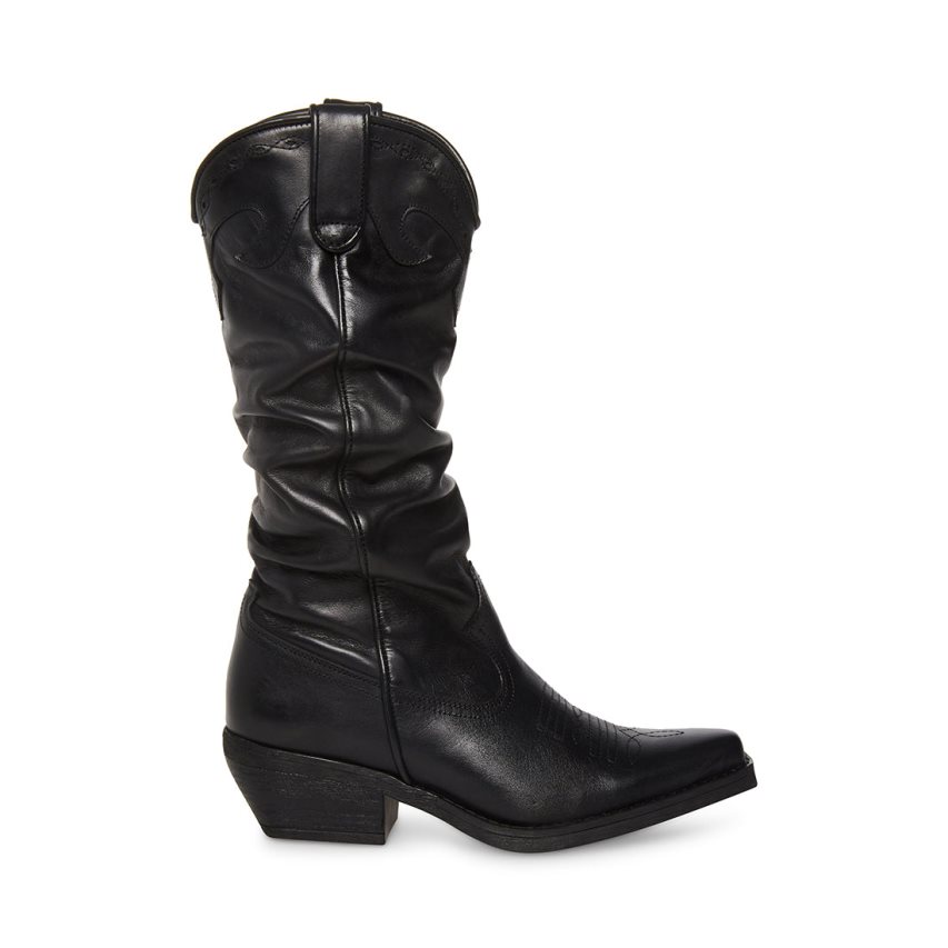 Botas Altas Steve Madden Whiskey Cuero Mujer Negras | ES HT921S